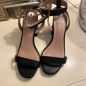 Paolo Black Ankle Strap Heels with Sleek Finish
